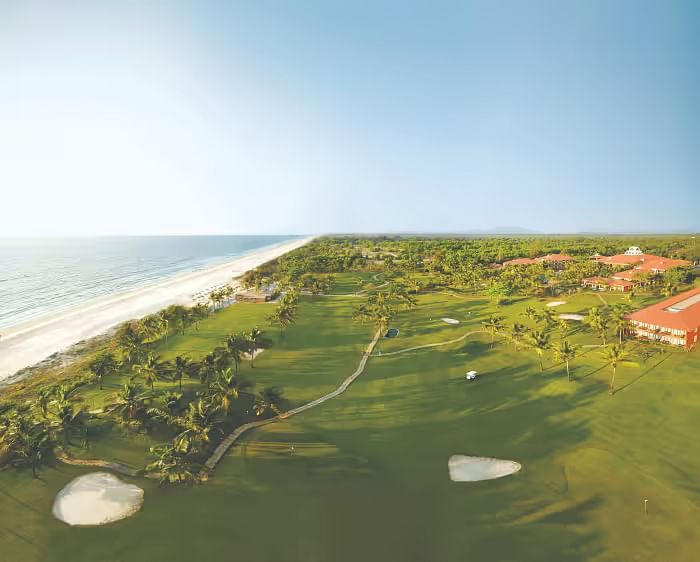 Aerial view of the Golf course with the beach and ocean in view