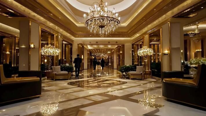 luxurious-hotel-lobby-with-chandeliers-free-video