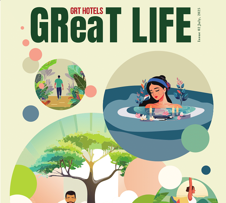  Cover of GReaT Life Magazine – Issue 2 featuring illustrated scenes of leisure, wellness, and nature.