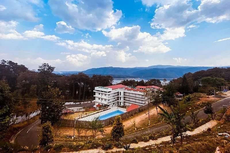 Aerial view of La Nicholas, Shillong with hills in the backdrop