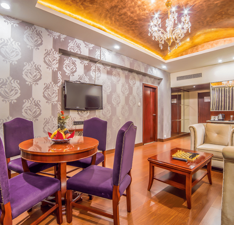 Dining arrangement in a room at Sitara Luxury Hotel in Hyderabad near Ramoji Film City