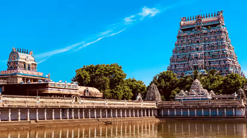 Meenakshi Amman Temple facing a pond olpwzd