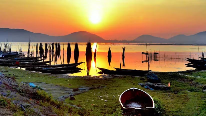 View of sunset at Chilika Lake