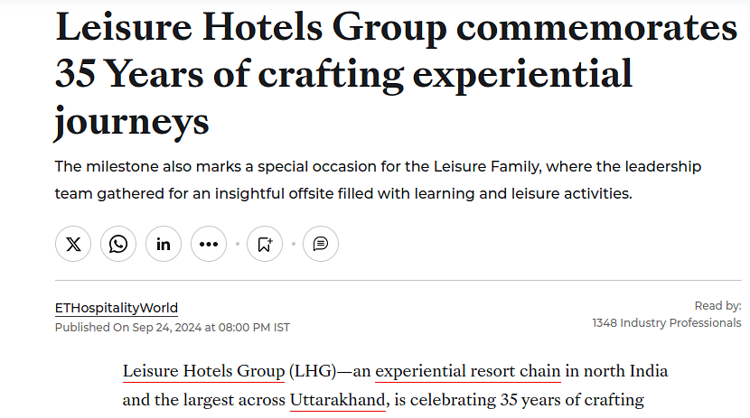 Leisure Hotels Group celebrates 35 years of immersive travel experiences.