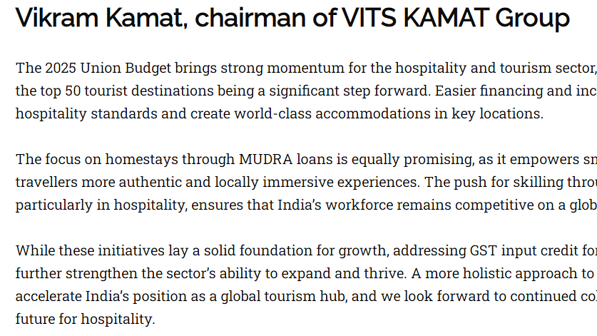 A sniper from the article of Hotelier India which mentions that Union Budget 2025: A strategic shift toward economic growth and hospitality opportunities