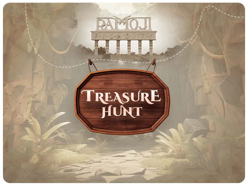 Treasure Hunt event poster with an ancient temple backdrop