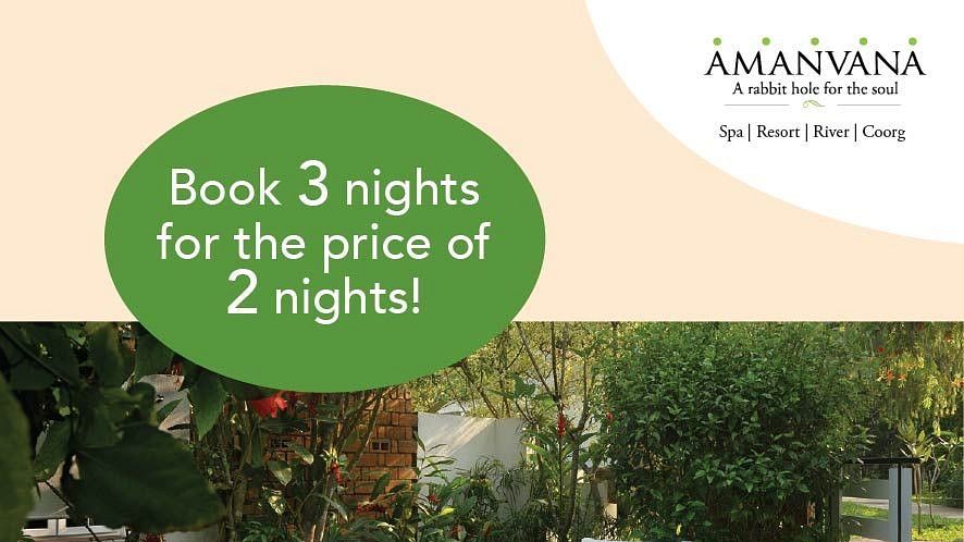 An creative image of Book 3 nights for the price of 2 which expires on the 27th of March 2025 - Amanvana Spa & Resorts