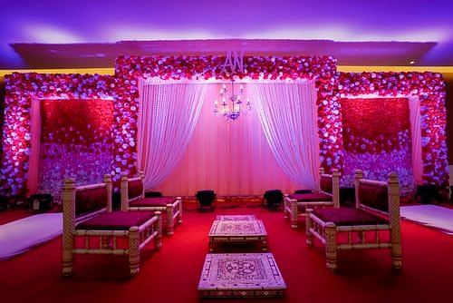 decorated wedding hall with flowers