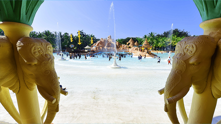 Water Kingdom - view of groups of people in a pool at our water park