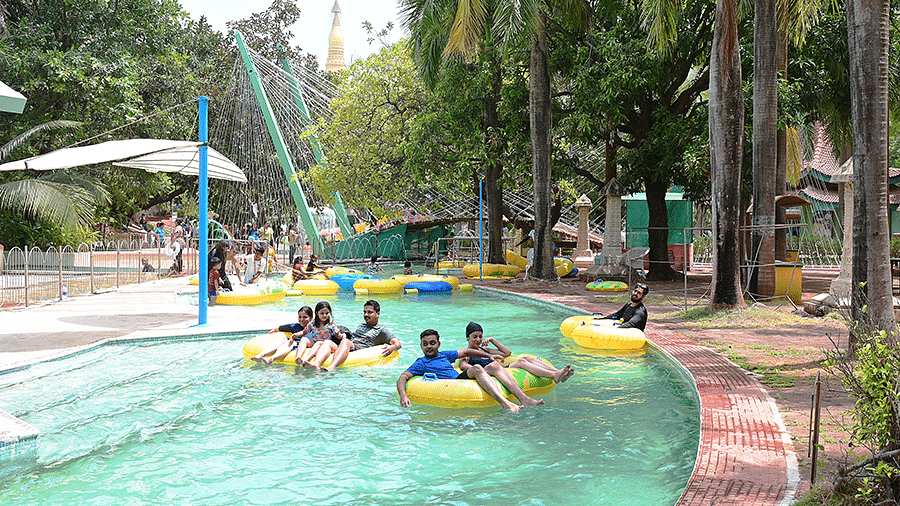 Water Kingdom - view of the LAZY RIVER at our water park during daytime