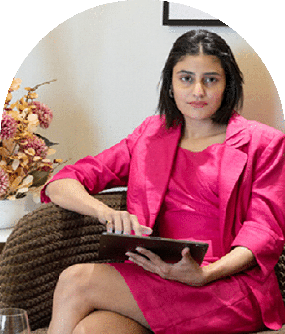 Portrait of a woman sitting on a sofa using a tablet ay Nirvana Luxury Hotel , Ludhiana