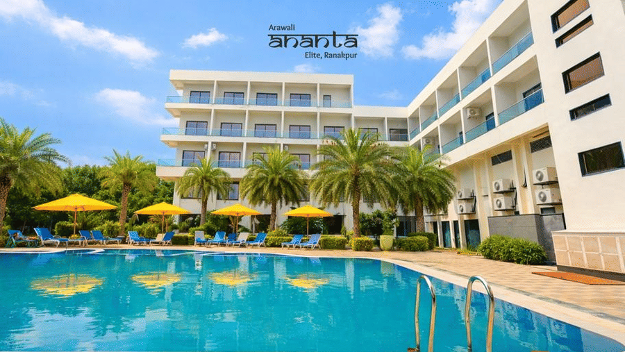 A creative of Refreshing Summer Retreat at Ananta Ranakpur with a swimming pool, offering deluxe rooms for INR 4,499 and super deluxe rooms for INR 4,999.
