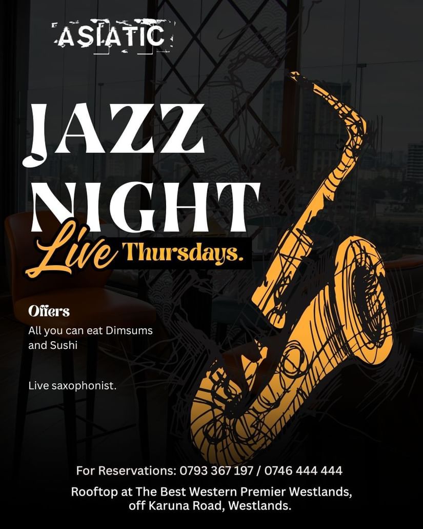 Jazz Night Thursdays at Asiatic Lounge - Live saxophonist with all-you-can-eat dimsums and sushi