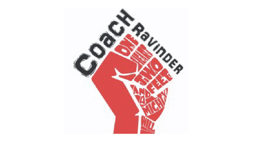 A logo of Coach Ravinder, a fitness coach - Karma Lakelands.
