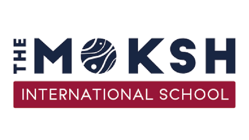 A logo of The Moksh International School - Karma Lakelands.