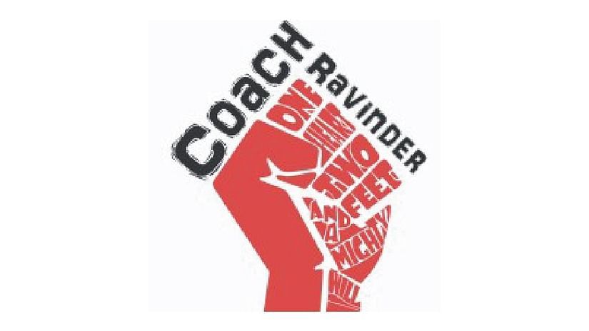 A logo of Coach Ravinder, a fitness coach - Karma Lakelands.