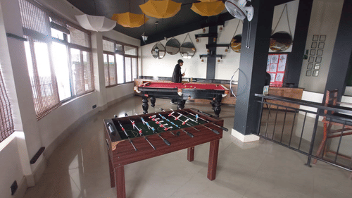 a foosball table at the games room in Cherrapunjee