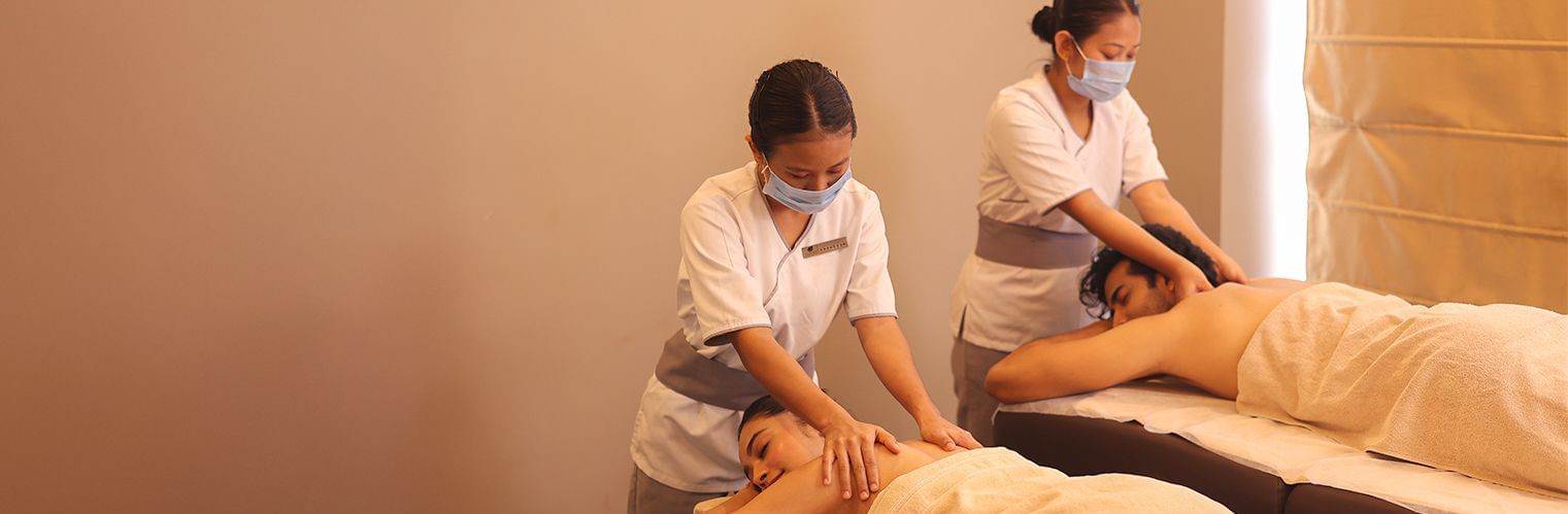 A couple enjoying a spa session at Polo Hotel Agarala.