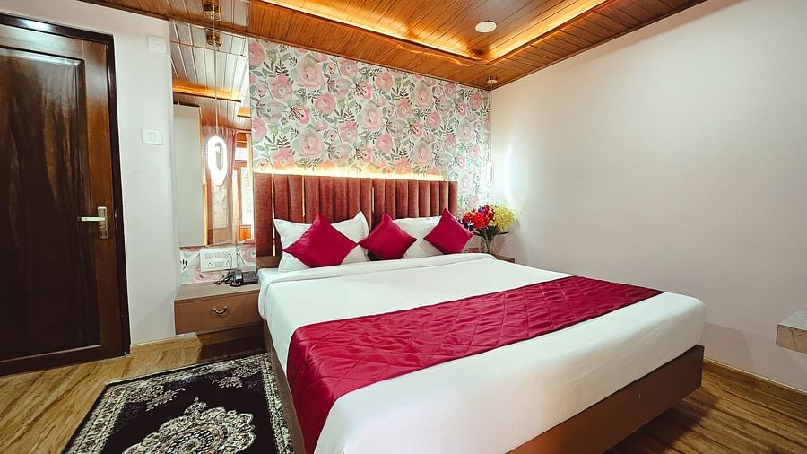closer view of the bed with cushions set up
