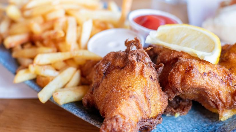 a plate of fish and chips