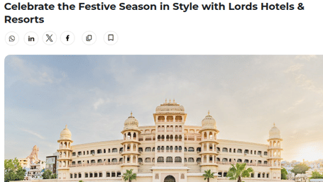 An exterior view of a large palace-style building with gardens in front of it - Lords Hotels & Resorts