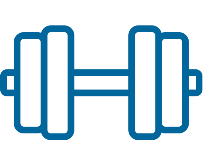 An icon of a dumbbell