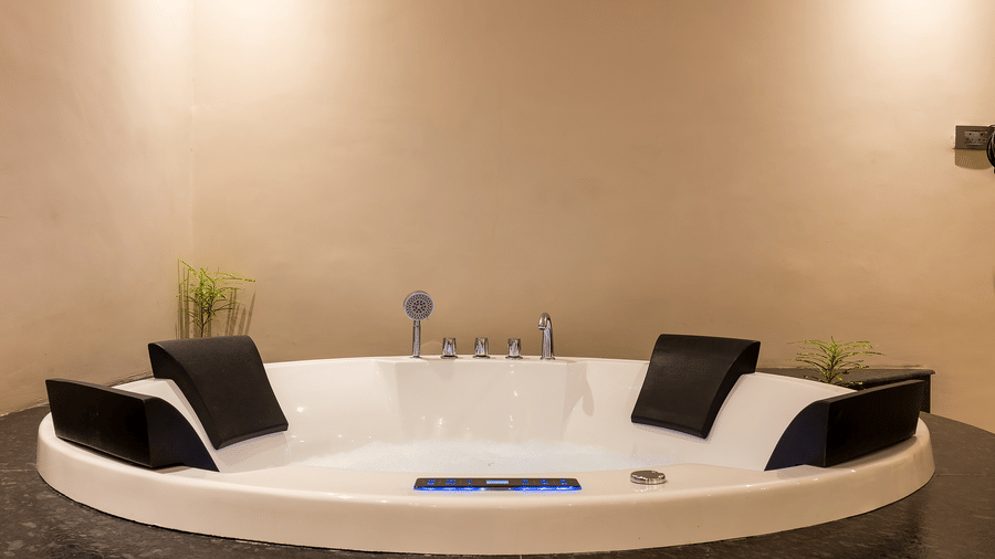 Round jacuzzi tub in the spa area at Silver Sand Beach Resort, Havelock.