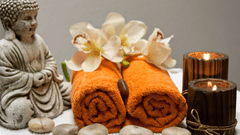 candles and towel in a spa