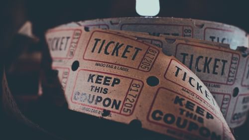 A reel of tickets or coupons to a show.