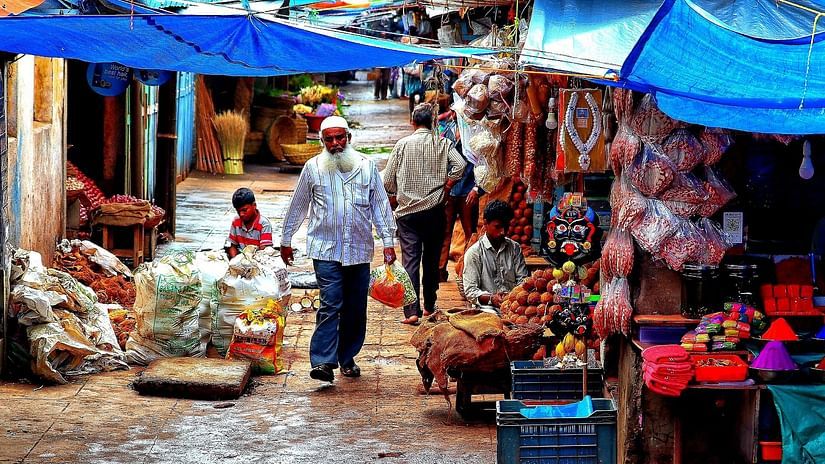 A busy market area