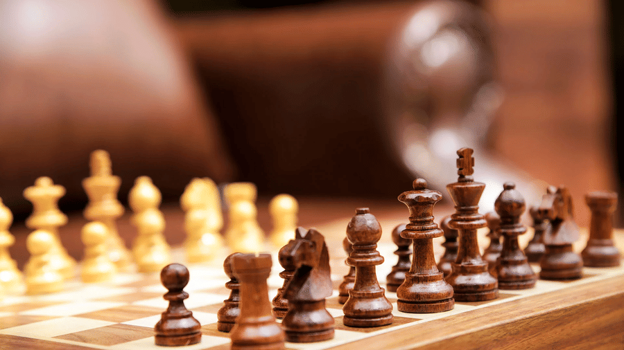 Shot of an wooden chess board 