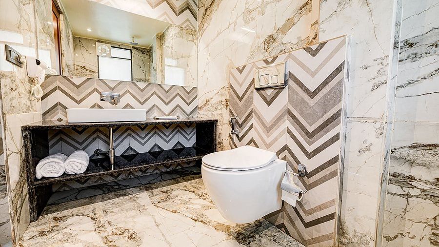 Stylishly designed interior washroom in the Premium Room at Silver Sand Village Resort, Havelock