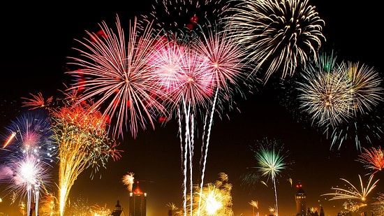 vibrant fireworks being burst to ring in the new year