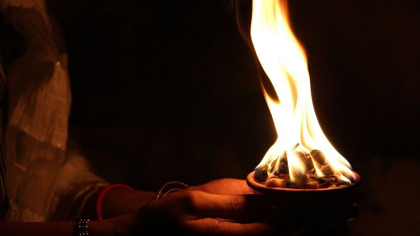 A lit up camphor