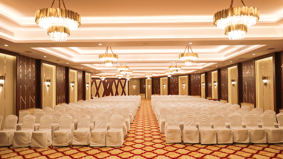 diamond banquet hall with seating arrangement for conference and weddings