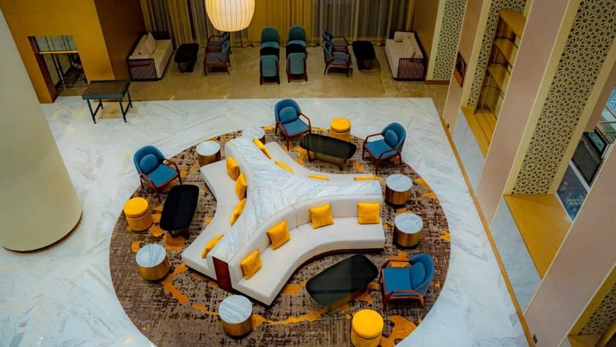Aerial capture of lobby seating arrangement inside the hotel - Serene Sarovar Premiere Hargeisa