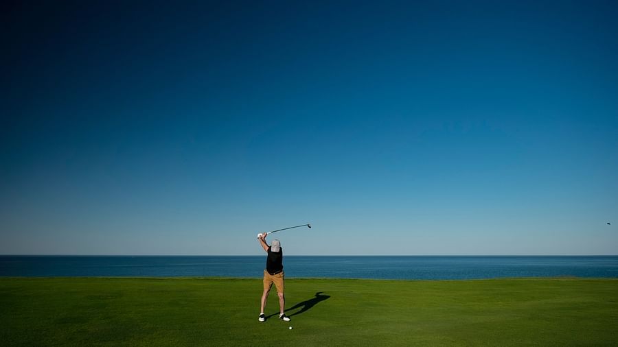 a man playing golf