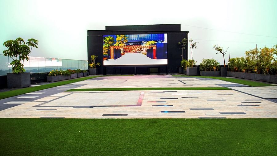 lawn with a big screen