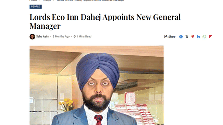An article by Safari India showcasing Lords Eco Inn Dahej Appoints New General Manager.