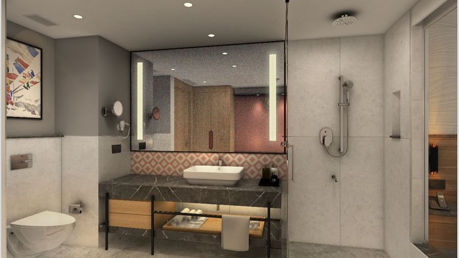 view of the bathroom of the Deluxe Twin room at Sarovar Portico Birgunj