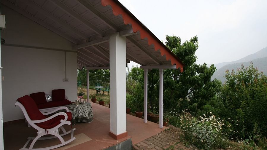 Rocking chairs in the balcony of at Vista Villa to admire the mountains - Ramgarh Bungalows, Nainital.