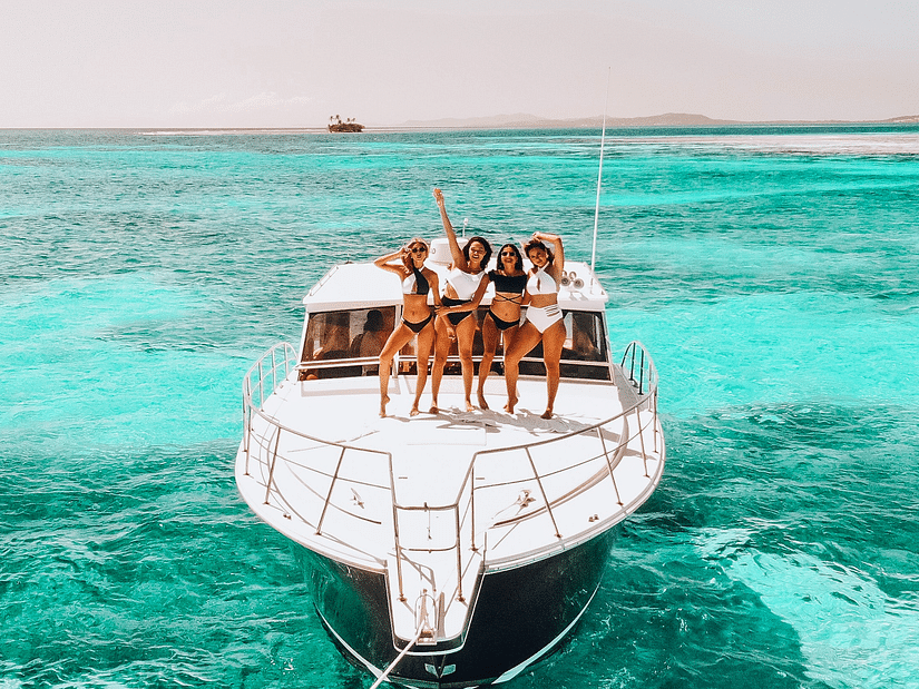 boat amid blue sea