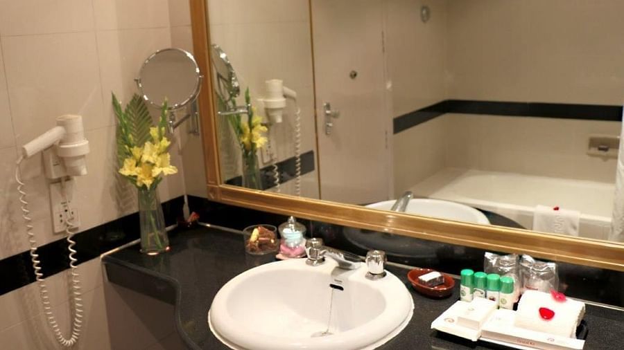 the wash basin area of the bathroom - Clarks Varanasi