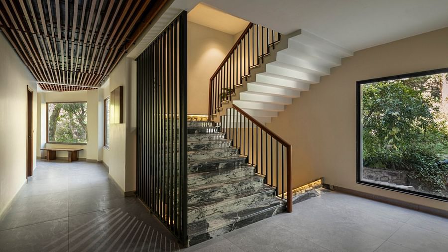 A staircase leading to the hotel rooms - The Samai, Bhimtal