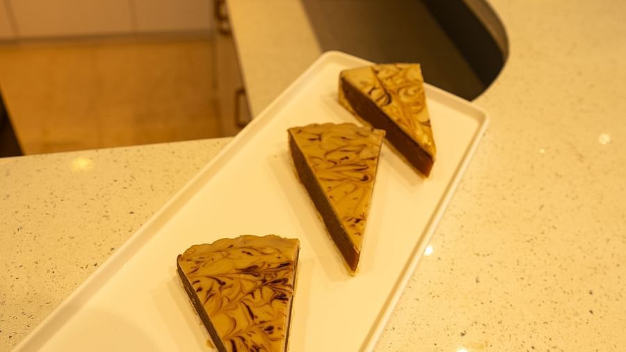 Chocolate pastries arranged on a plate