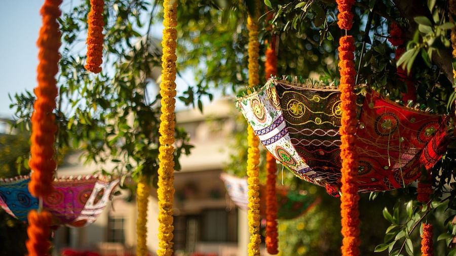 Garlands and Umbrella decoration for an event