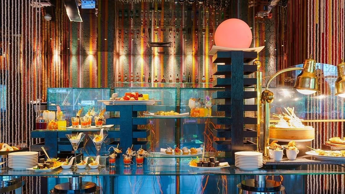 An overview of the dessert buffet at Flava Venue Night Hotel Bangkok.
