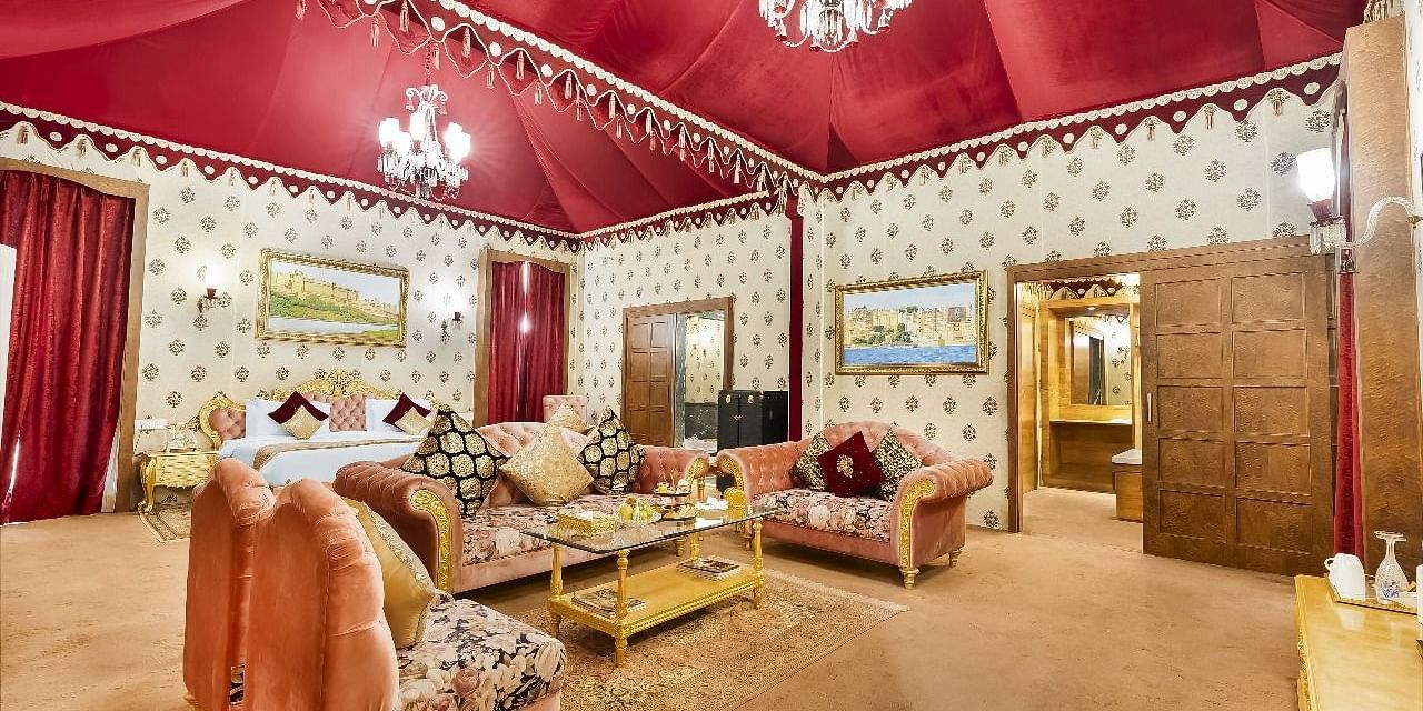 Shot of a spacious and luxurious suite at the Rajasthali Resort & Spa in Jaipur