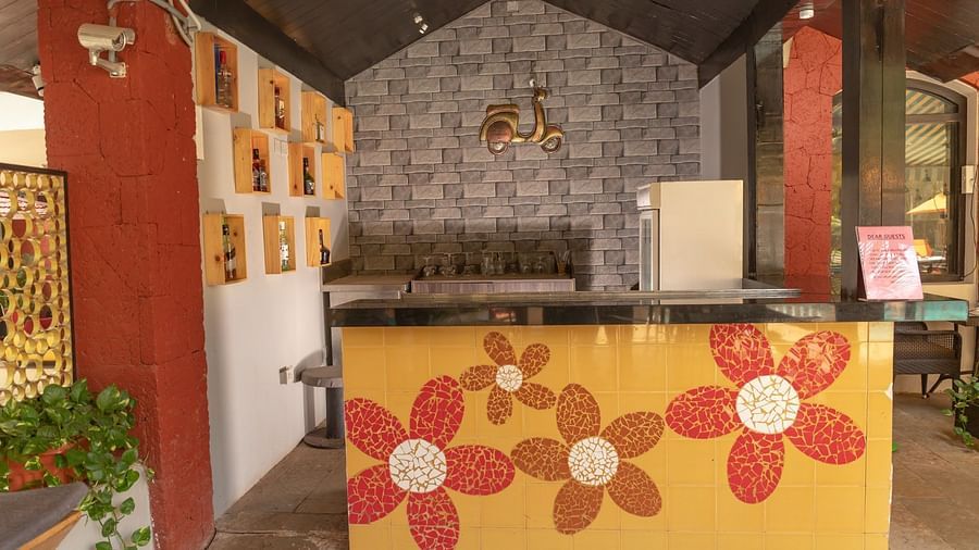 Beautiful bar counter at the in-house bar Highground at Kyriad Prestige Calangute, Goa