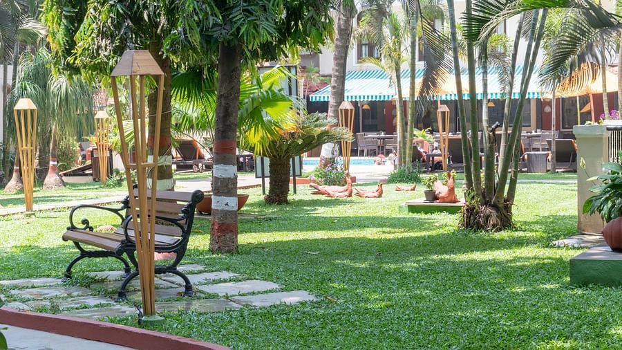View of a beautiful lawn at Kyriad Prestige Calangute, Goa